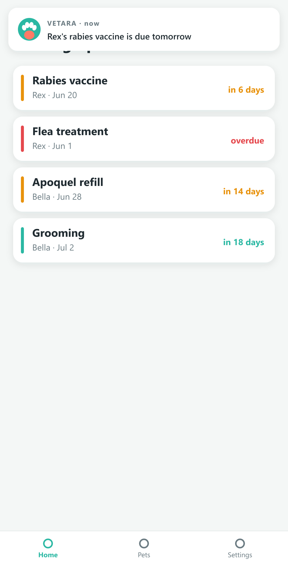 Vetara reminders